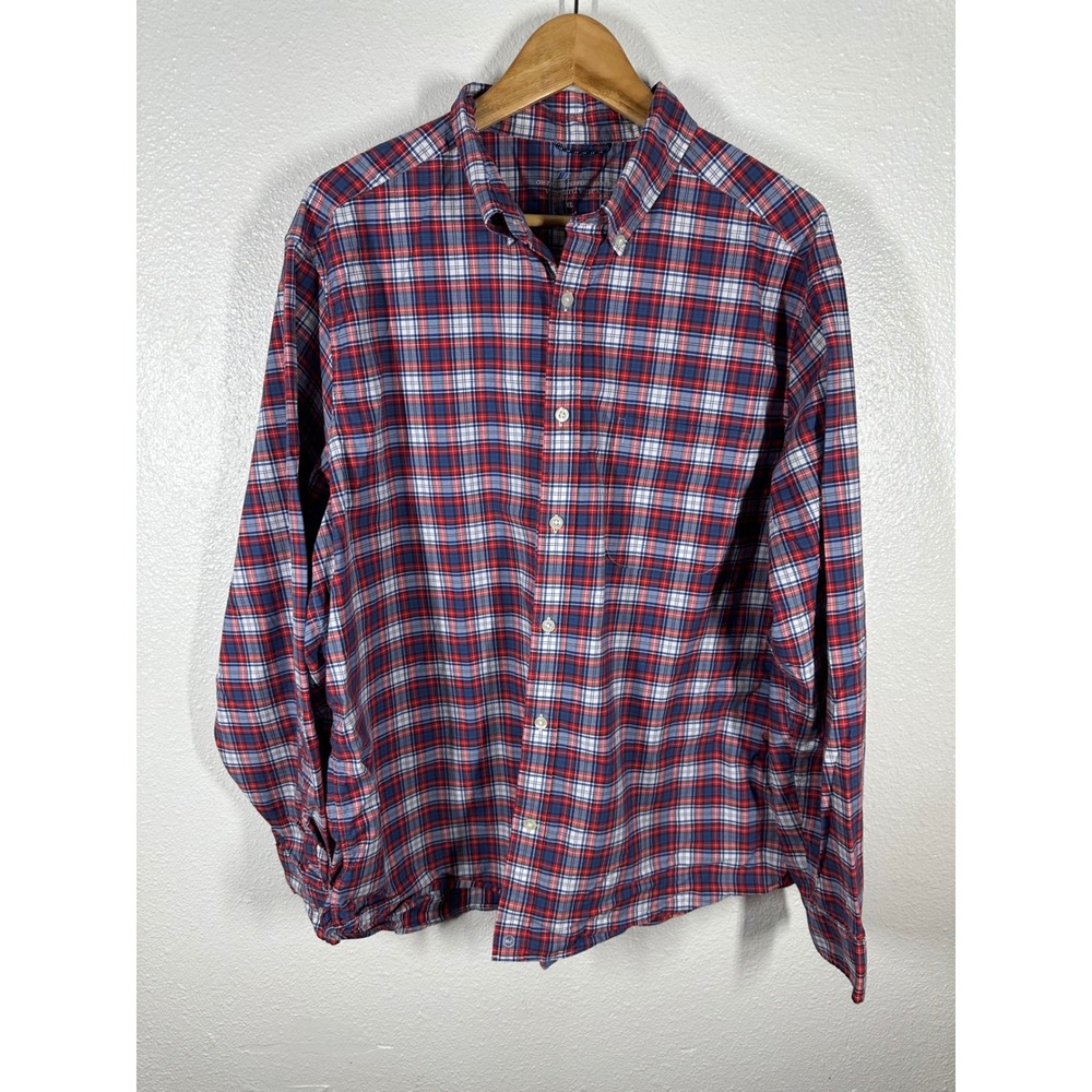 Vineyard Vines Button Down Mens XL Red On-The-Go Performance Plaid Stretch Shirt